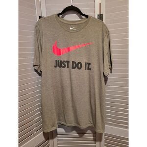 Nike Grey Just Do It Shirt with Red Swoosh- Size XL